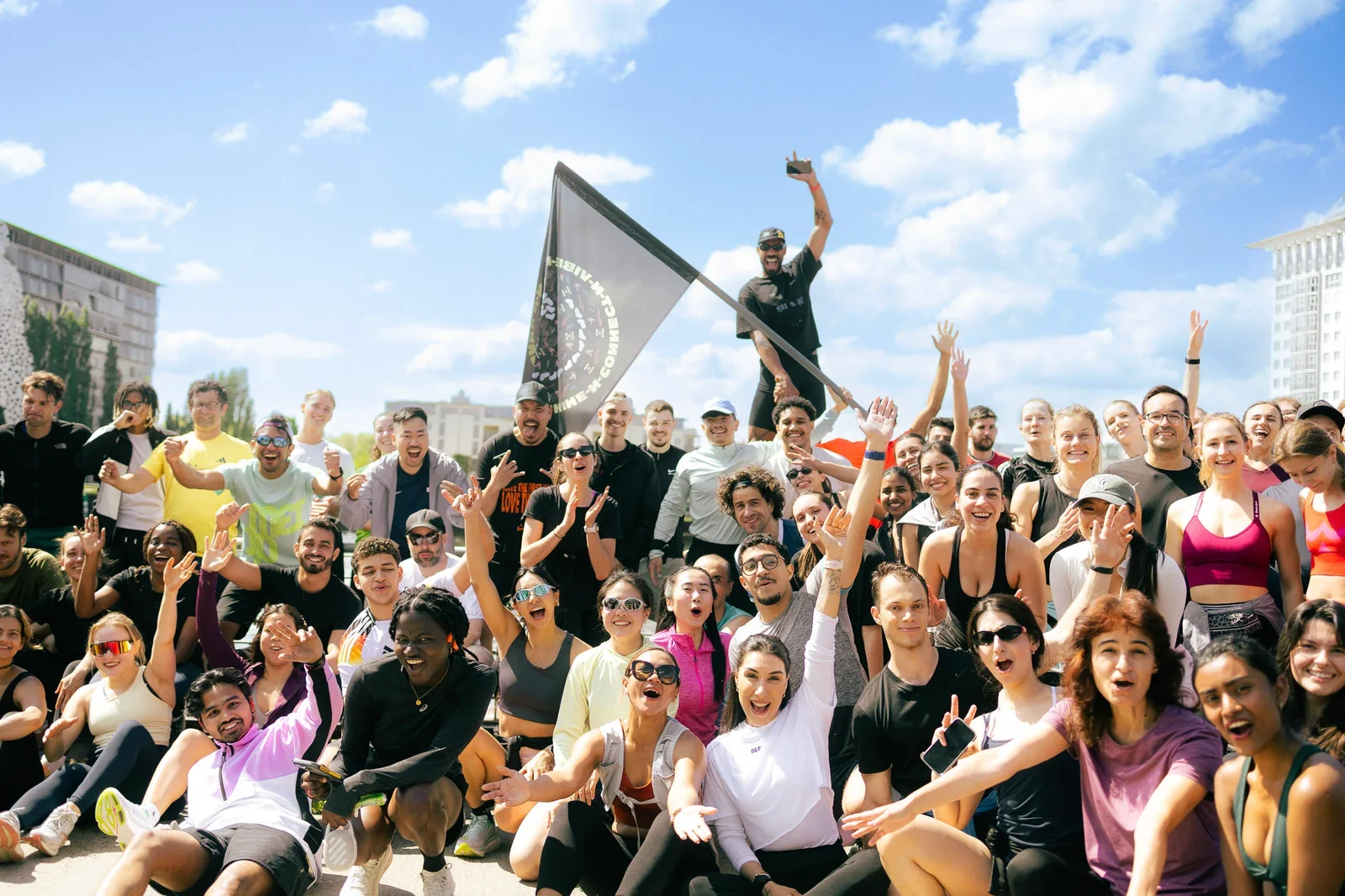 A large RUN-N-RAVE community celebrating together